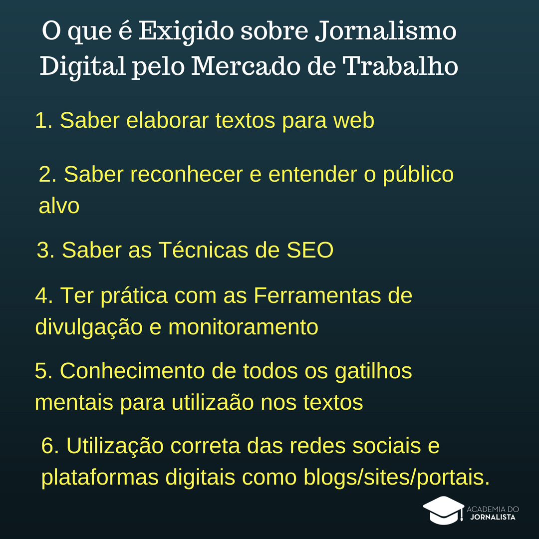 O que é Exigido sobre Jornalismo Digital pelo Mercado de Trabalho Academia do Jornalista O que é Exigido sobre Jornalismo Digital pelo Mercado de Trabalho Academia do Jornalista